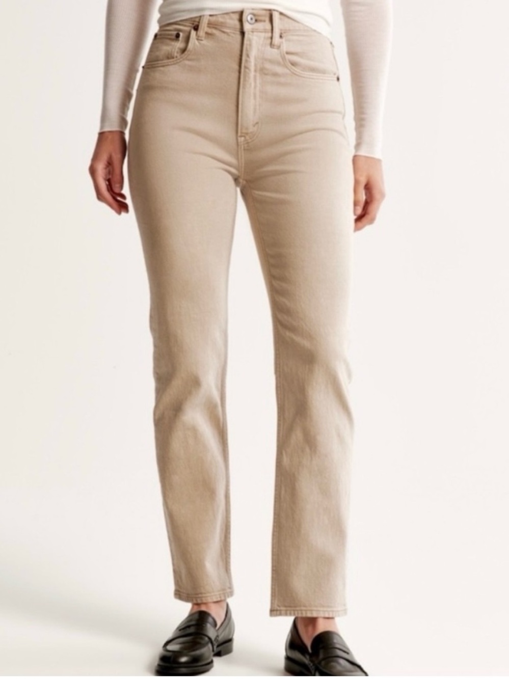 A&F Curve Love Jeans in Beige 25 Short